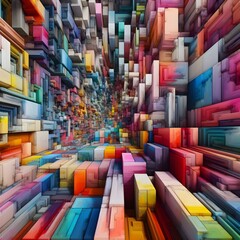 Abstract colorful cube and rectangles background. Computer generated illustration. 3D rendering.
 - obrazy, fototapety, plakaty
