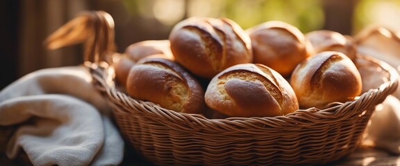 A basket of freshly baked artisan bread, with a crisp crust and soft interior visible