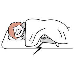 就寝時にひざの痛みで目がさめる高齢女性