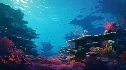 An underwater environment digital painting concept art illustration