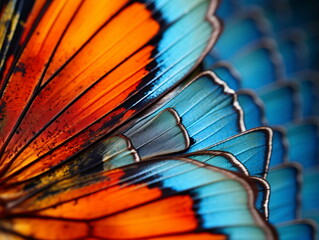A close up of a colorful butterfly's wings