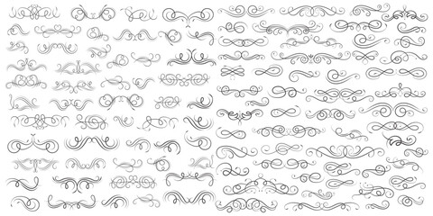 Vector graphic elements for design vector elements. Swirl elements decorative illustration. Classic calligraphy swirls, greeting cards, wedding invitations, royal certificates and graphic design. - obrazy, fototapety, plakaty