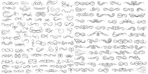 Vector graphic elements for design vector elements. Swirl elements decorative illustration. Classic calligraphy swirls, greeting cards, wedding invitations, royal certificates and graphic design. - obrazy, fototapety, plakaty
