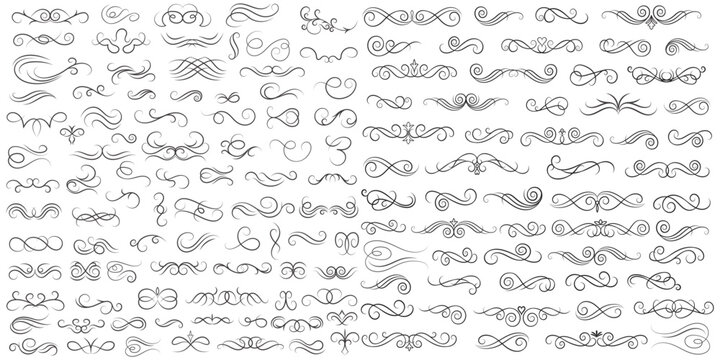 Vector graphic elements for design vector elements. Swirl elements decorative illustration. Classic calligraphy swirls, greeting cards, wedding invitations, royal certificates and graphic design. © afzal