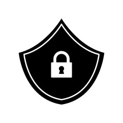 Shield and Lock icon. cyber security concept. Abstract security vector flat trendy style illustration onn white background..eps