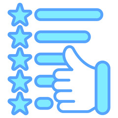 Obraz premium Review. blue color icons, related to transportation, ride sharing theme