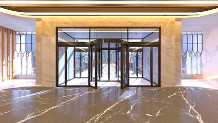 エントランスロビー　3DCG レンダリング