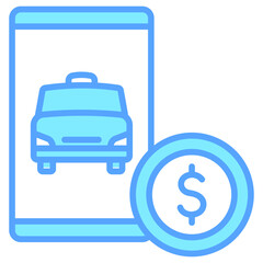 Transportation Cost blue color icons, related to transportation, ride sharing theme