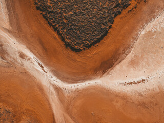 Aerial abstract of a Western Australia salt lake