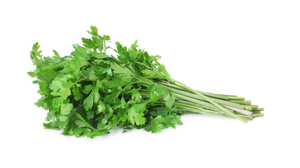 Heap of chopped parsley leaves isolated on white