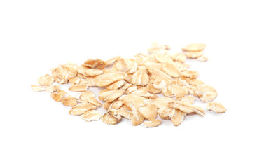 Pile of rolled oats isolated on white