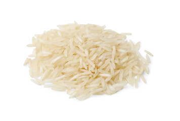 Pile of raw rice isolated on white