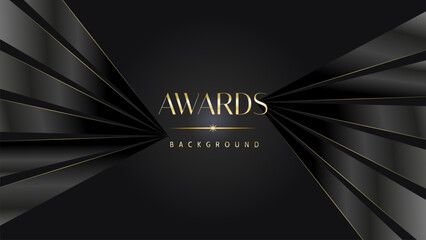 Modern dark black and golden slant lines luxury background. Premium award background. Modern abstract design template.
