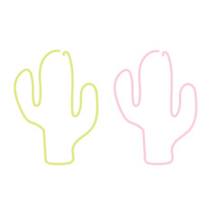 Paper clips in shape of cactus on white background