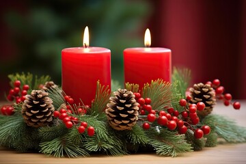 Festive Christmas Decor with Red Candles