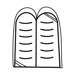 Two tablets of stone with God's Ten Commandments on white background