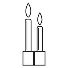 Drawn burning candles on white background