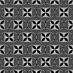 Seamless pattern with geometric elements in black and white