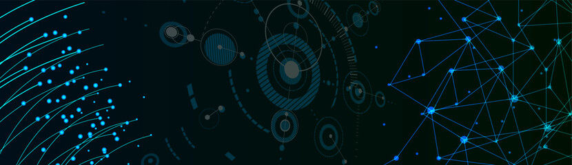 Futuristic web banner with High-tech technology background.