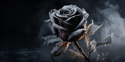 Monochrome Elegance, Rose in a Dance with Water Droplets and Swirling Smoke .
Whispers of Nature, Black and White Rose Embraced by Water and Smoke .