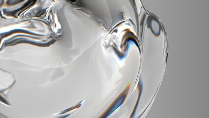 Colorless organic glass mysterious refreshing refraction and reflection Elegant Modern 3D Rendering Abstract Background