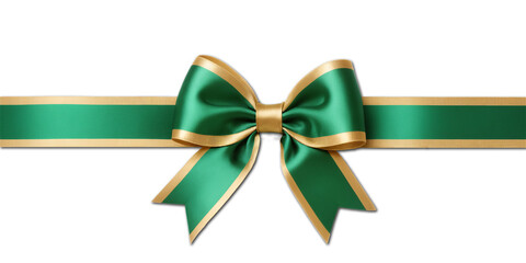 Green Bow and Ribbon, gift concept, isolated bow, gift ribbon, present, overlay, transparent PNG, isolated transparent background