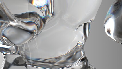 Colorless organic glass crisp fresh refraction and reflection Elegant Modern 3D Rendering abstract background
