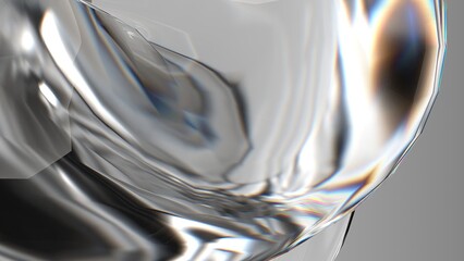 Beautiful refreshing refraction and reflection of colorless organic glass Elegant and modern 3D Rendering abstract background