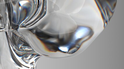 Colorless organic glass transparent lush refraction and reflection Elegant Modern 3D Rendering Abstract Background