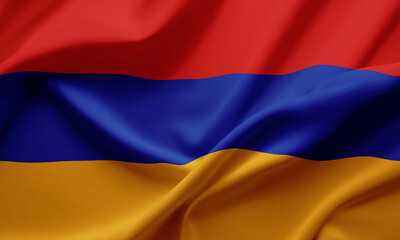 Fototapeta premium Closeup Waving Flag of Armenia