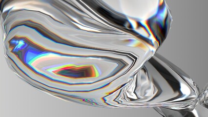 Colorless organic glass mysterious fresh refraction and reflection Elegant Modern 3D Rendering Abstract Background
