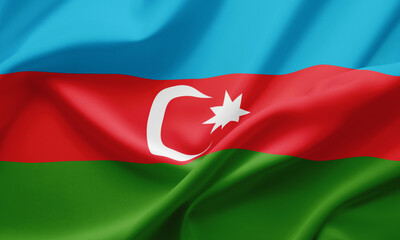 Closeup Waving Flag of Azerbaijan