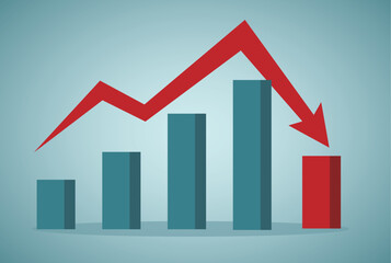 Performance decline, Economic depression concept.