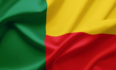 Closeup Waving Flag of Benin