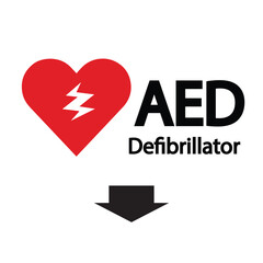 AED,automated external defibrillator / aed sign with heart and electricity symbol flat vector icon