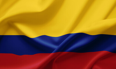 Closeup Waving Flag of Coolombia