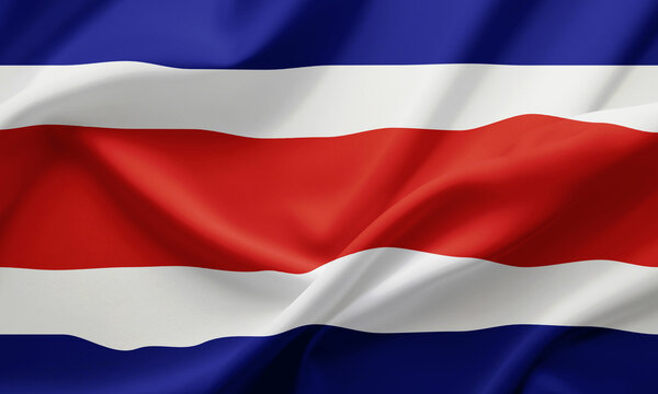 Closeup Waving Flag of CostaRica