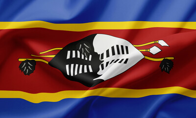 Closeup Waving Flag of Eswatini