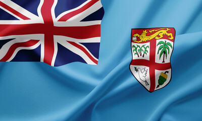 Closeup Waving Flag of Fiji