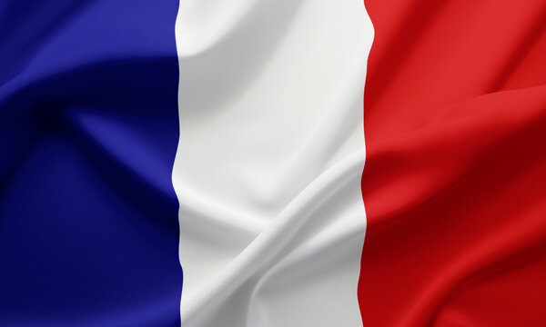 Closeup Waving Flag of France