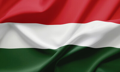 Closeup Waving Flag of Hungary