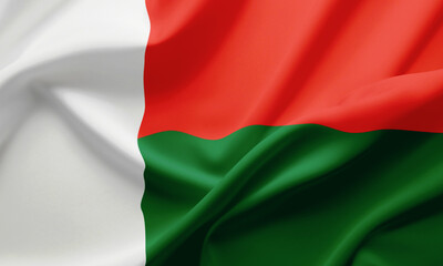 Obraz premium Closeup Waving Flag of Madagascar