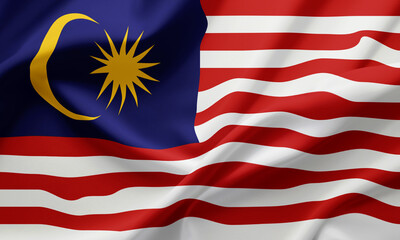 Closeup Waving Flag of Malaysia