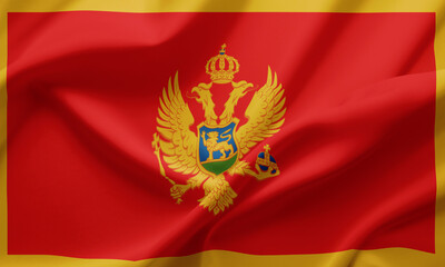 Closeup Waving Flag of Montenegro