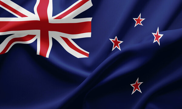 Closeup Waving Flag of New Zealand