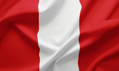 Closeup Waving Flag of Peru