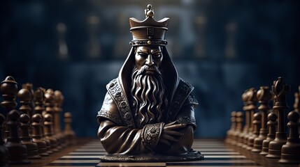Chess king on the chessboard. Chess board game concept of business ideas and competition and strategy ideas - obrazy, fototapety, plakaty