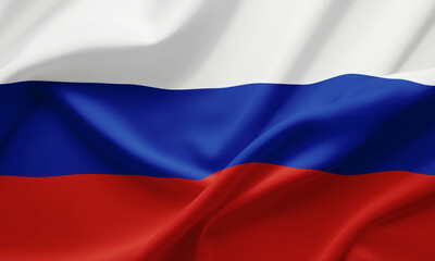 Closeup Waving Flag of Russia