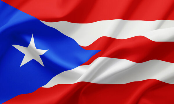 Closeup Waving Flag of Puerto Rico