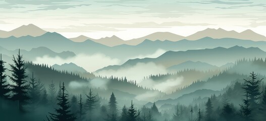 Obraz premium a landscape of mountains and trees
